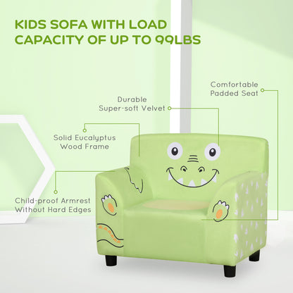 Children's Sofa: Cozy Velvet Toddler Armchair, Eco-friendly Eucalyptus Wood - Green