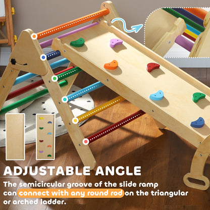 5 in 1 Pikler Triangle Set with Ladder, Ramp, Arch, for 18-48 months, Multicolour