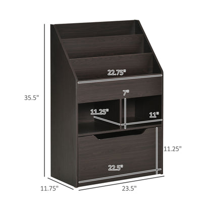 Kids Bookcase Multi Shelf Rack Organizer Storage Drawer Reading Nook Classroom Bedroom Playroom Brown