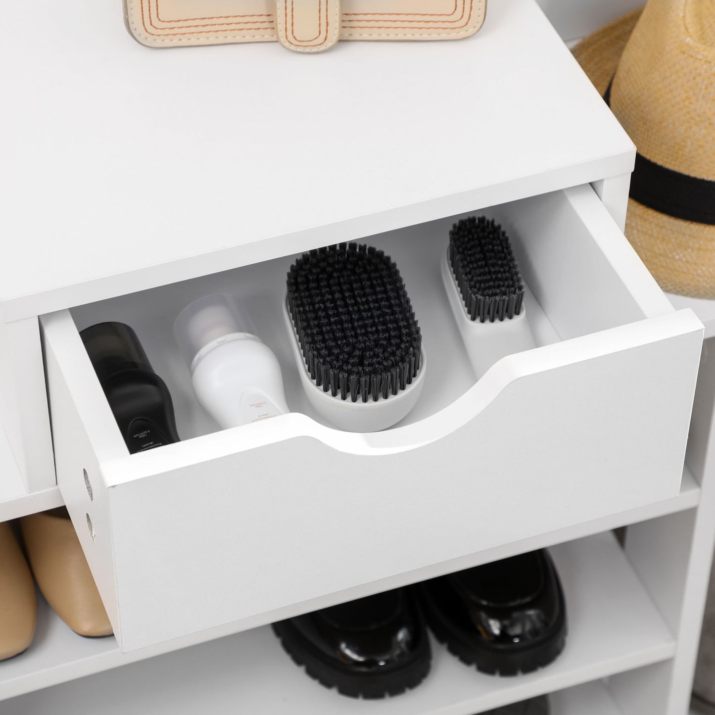 Space-Saving Shoe Rack: 7-Tier Organizer with Drawer & 11 Open Shelves for 17 Pairs, White Kids Crystal