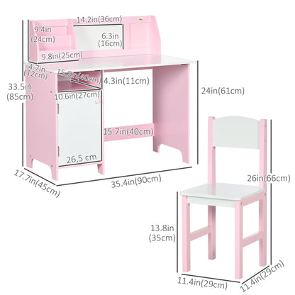 Kids Table Chair Set with Whiteboard 2 Pieces Toddler Multi-usage Furniture Ideal for Arts