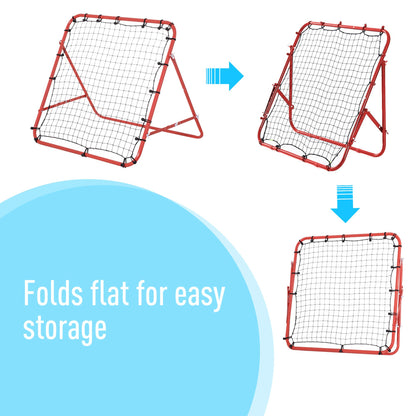 Kids Football Rebounder Net Training Soccer Kickback Target Goal Adjustable Red for Outdoor Play