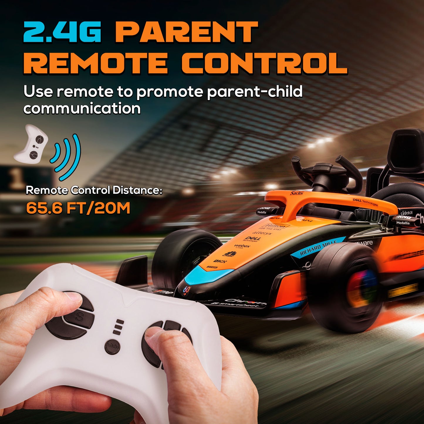 12V Kids Electric Car Ride On Suspension Music MP3 Remote Control 3-5 Years Orange Licensed Vehicle Kids Crystal