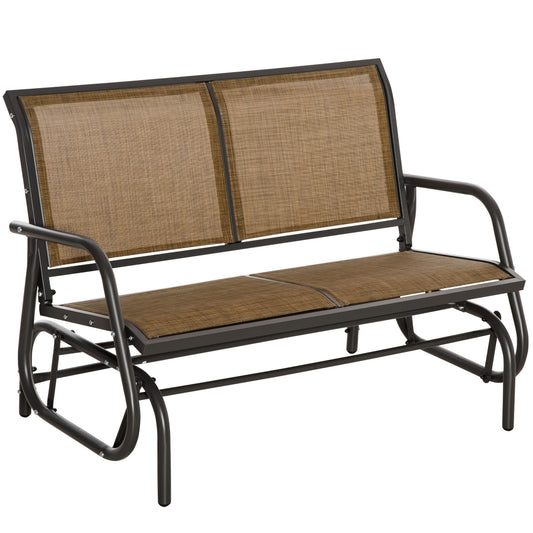 Patio Glider Bench Outdoor Double Swing Chair Steel Frame Garden Rocking Loveseat Heavy-Duty Brown Kids Crystal