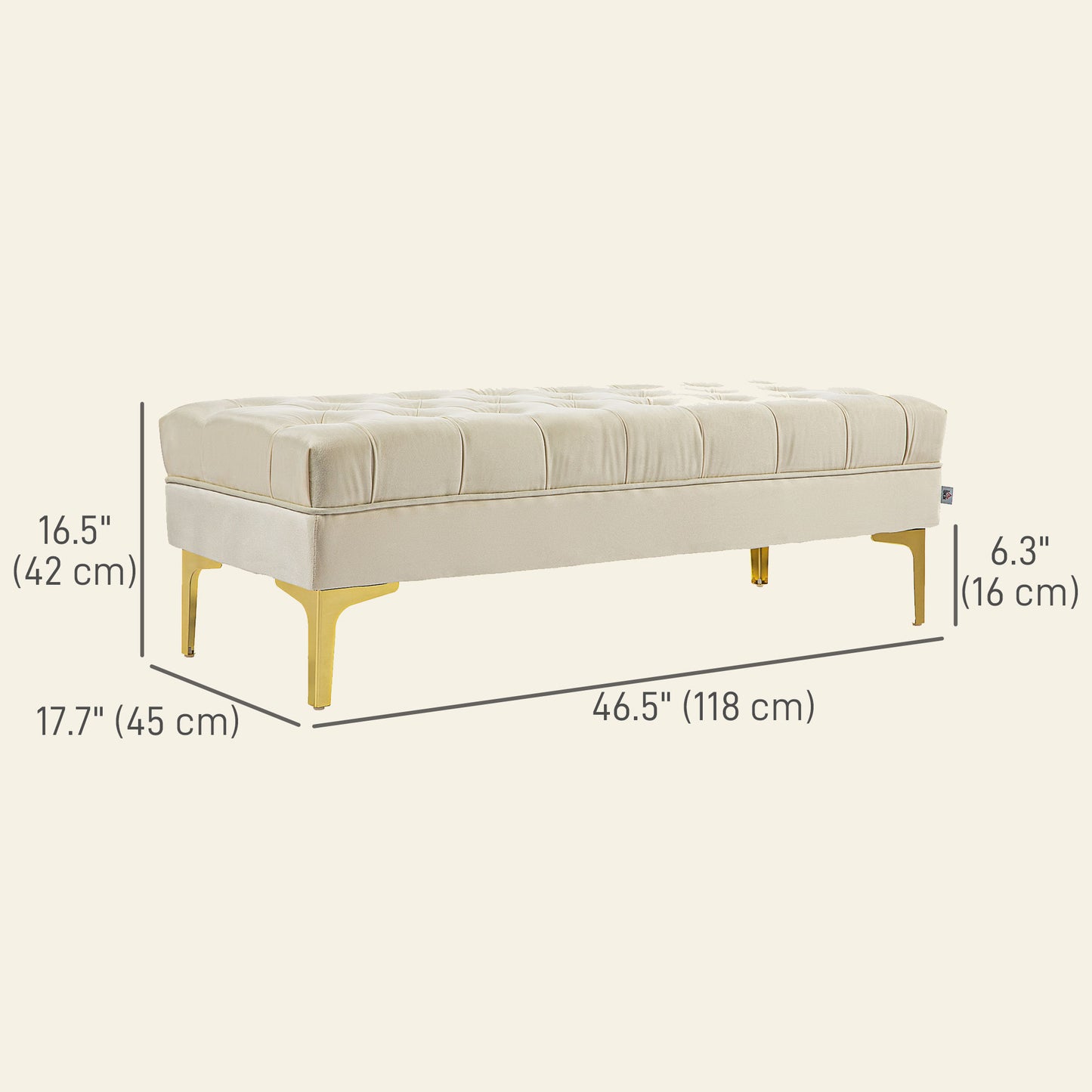 End of Bed Bench, Upholstered Bench, Entryway Shoe Bench with Button Tufted for Living Room, Bedroom, Cream White Kids Crystal