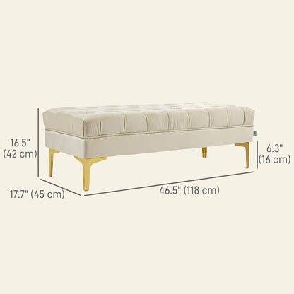 End of Bed Bench, Upholstered Bench, Entryway Shoe Bench with Button Tufted for Living Room, Bedroom, Cream White