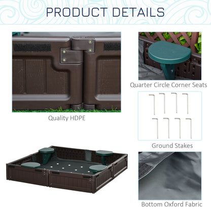 Shaded Sandbox: Childrens Outdoor Sandbox with Shade Canopy, Bottom Liner, Durable Play Area for Ages 3-12, Backyard Brown