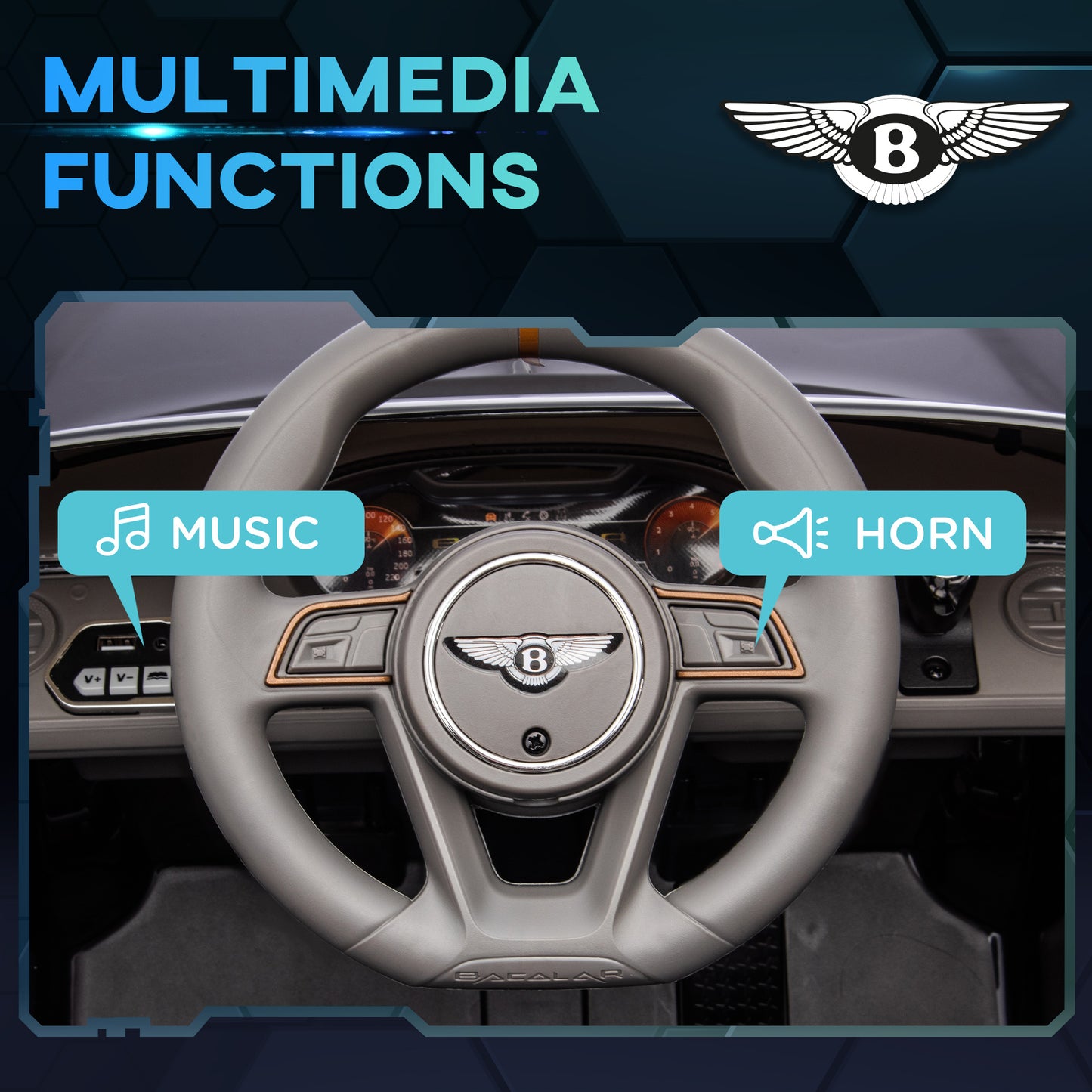 Kids Ride-On Car: 12V Electric, Remote Control, Portable Battery, Suspension System, Black Kids Crystal