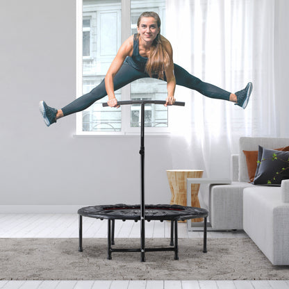 Mini Trampoline 40" Indoor Fitness Rebounder Adjustable Handle Bar Workout Cardio Exercise Black