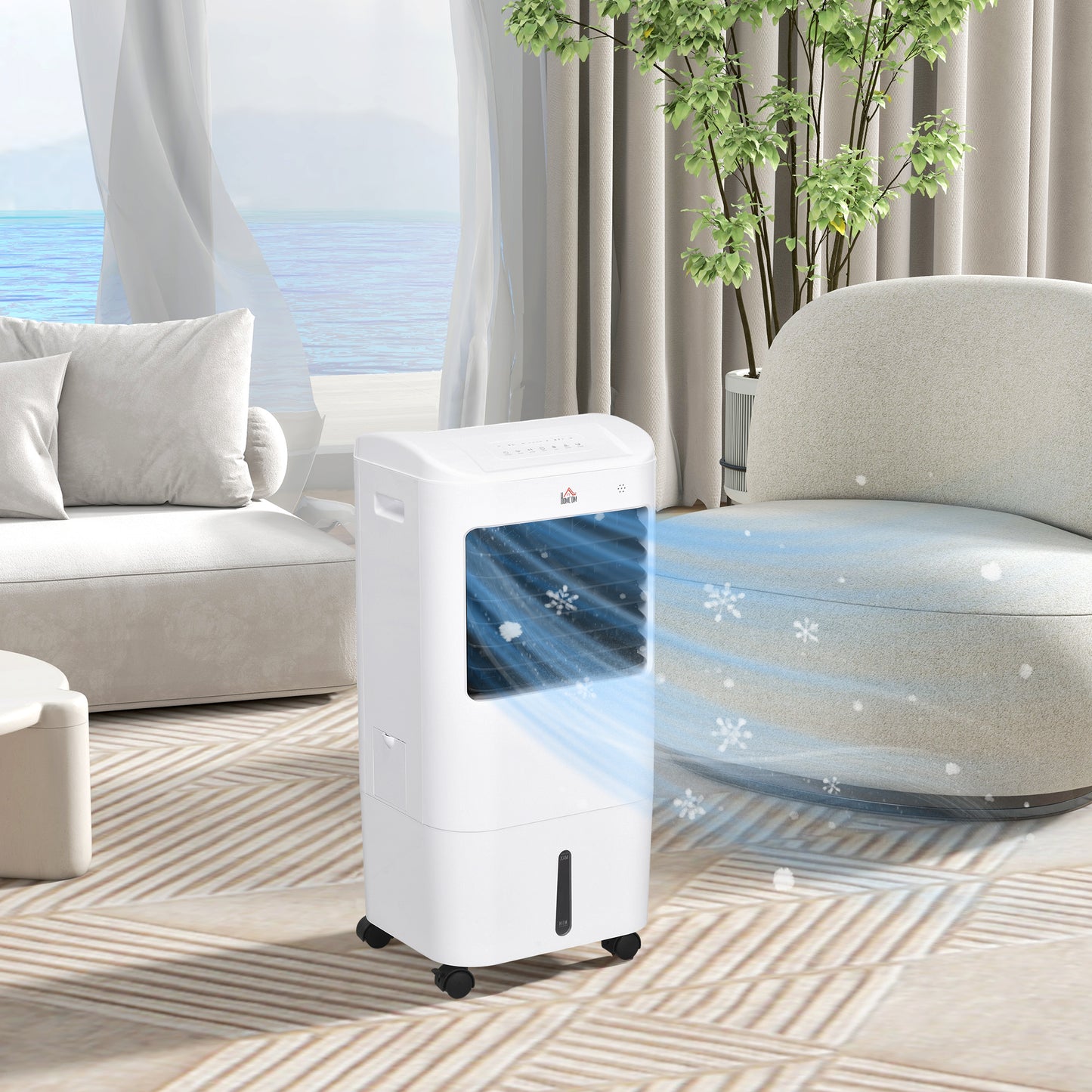 Cooling Fan for Bedroom with Ice Pack, Tower Fan with Remote Control, 3 Modes, 3 Speeds, 7.5H Timer, White