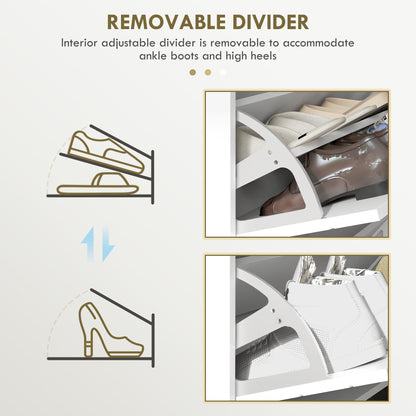 Shoe Storage Cabinet with 4 Flip Drawers Adjustable Shelf 16 Pairs of Shoes Cabinet White