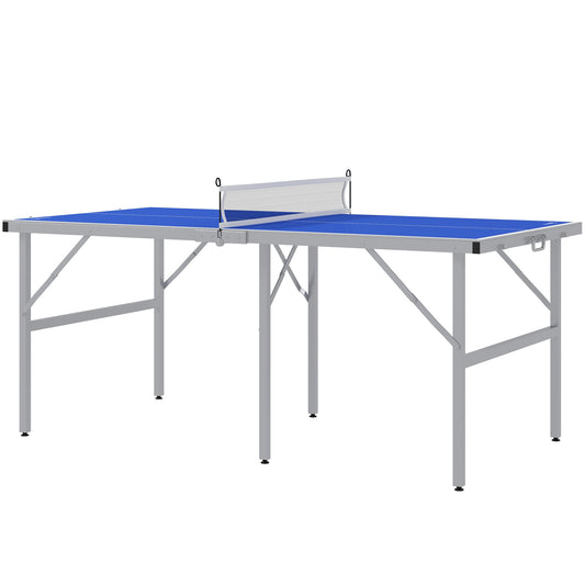 Portable Ping Pong Table Set, Table Tennis Table w/ Net, 2 Paddles, 3 Balls for Outdoor and Indoor, Easy Assembly, Blue Kids Crystal