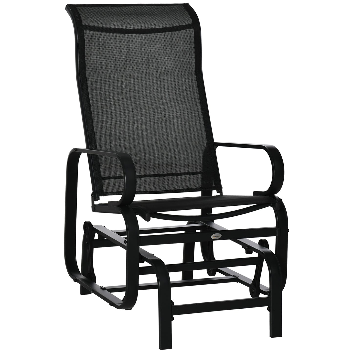 Patio Garden Glider Swing Chair Outdoor Mesh Rocking Gliding Seat Yard Porch Furniture Black Kids Crystal