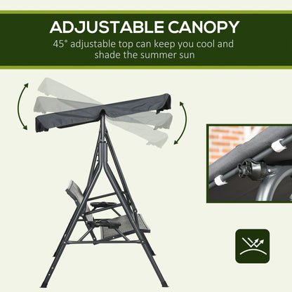3-Seat Patio Swing Chair: Outdoor Canopy Glider with Adjustable Shade, Rattan Seat & Steel Frame