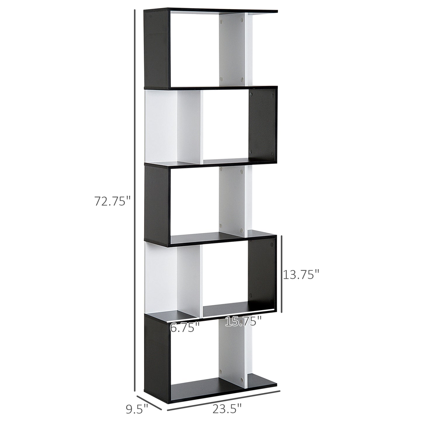 5-Tier Modern Bookcase Display Shelf Storage Room Divider for Living Room Home Office Black Kids Crystal