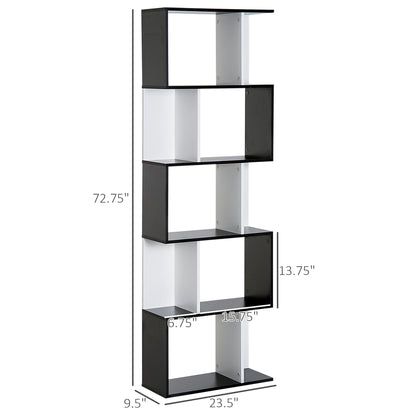 5-Tier Modern Bookcase Display Shelf Storage Room Divider for Living Room Home Office Black