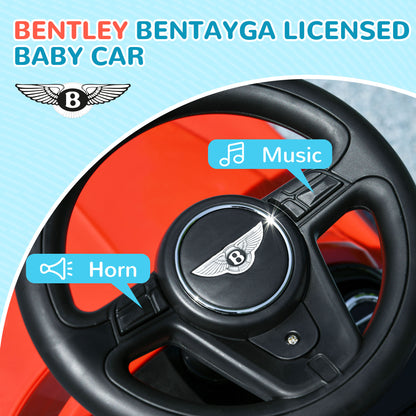 Bentley Bentayga Licensed Push Car, 3 in 1 Kids Ride on Car Foot to Floor w/ Music Horn, Red