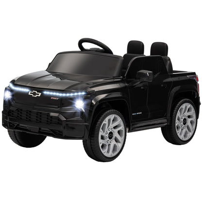 12V CHEVROLET SILVERADO EV RST Licensed Kids Car w/ Remote, Spring Suspension, Soft Start, Training Wheels, Black