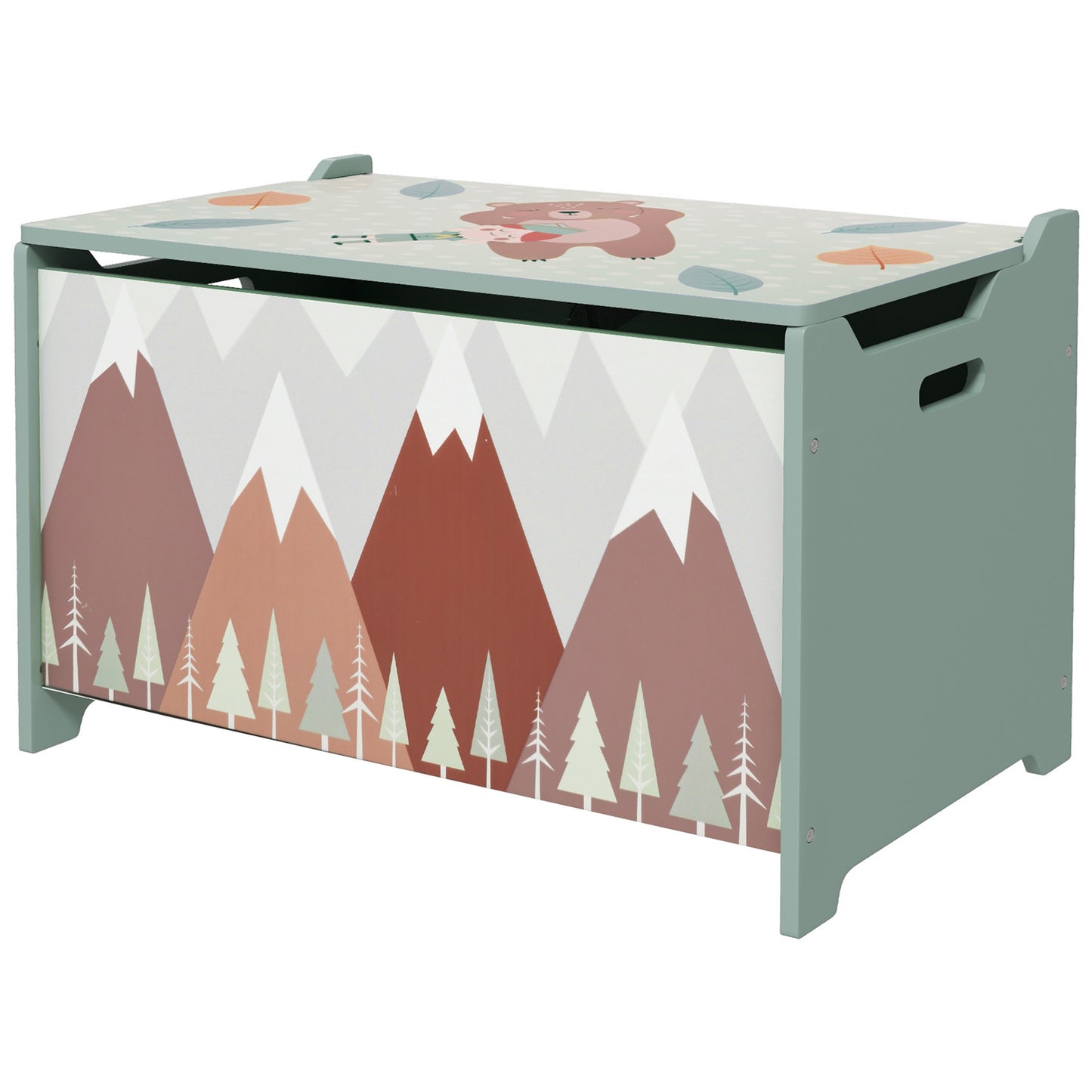 Toy Box with Lid Toy Chest Storage Organizer for Bedroom with Safety Hinge Green Kids Crystal