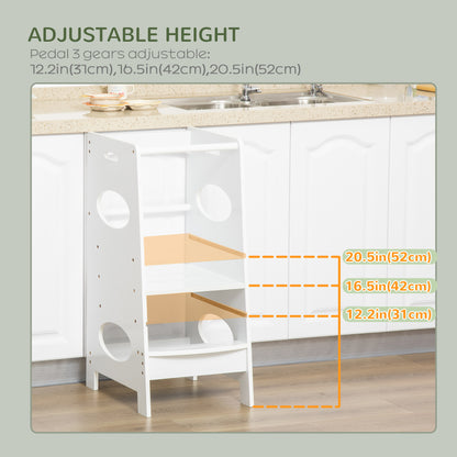 Kids' Adjustable Kitchen Helper Stool in White - Safe Toddler Counter Step Solution