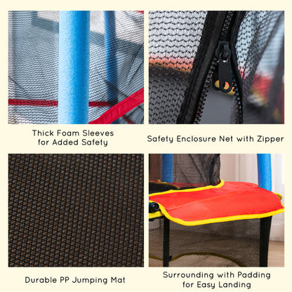 65" Kids Mini Trampoline Safety Enclosure Net Zipper Pad Indoor Outdoor Bouncer Exercise Toy 3-6 Years