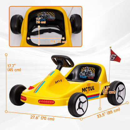6V Electric Go Kart for Aged 3-5 Kids with Music, Light, Horn, Yellow