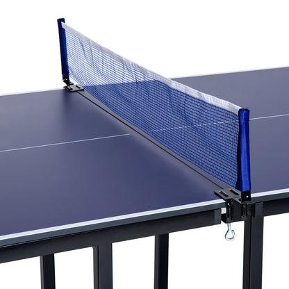 Compact Midsize Table Tennis Table 6x3ft Free Standing Folding Family Ping-pong Table Blue