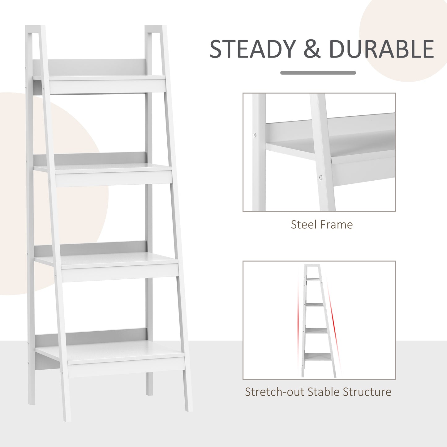 4 Tier Ladder Shelf Bookcase Set of 2 White Display Rack Storage Shelving Unit Flower Plant Stand Multi-Use Kids Crystal