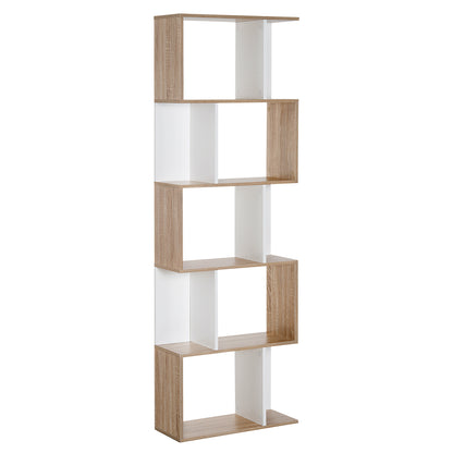 5-Tier Modern Bookcase Display Shelf Storage Room Divider for Living Room Home Office White