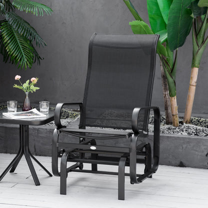 Patio Garden Glider Swing Chair Outdoor Mesh Rocking Gliding Seat Yard Porch Furniture Black