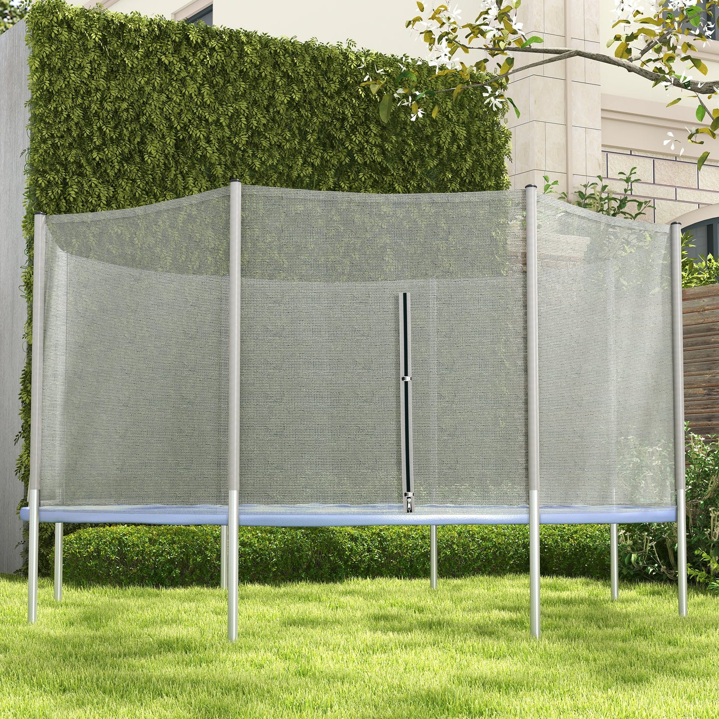 14FT Enclosure Trampolining Bounce Safety Accessories Trampoline Net with 8 Poles, Grey Kids Crystal