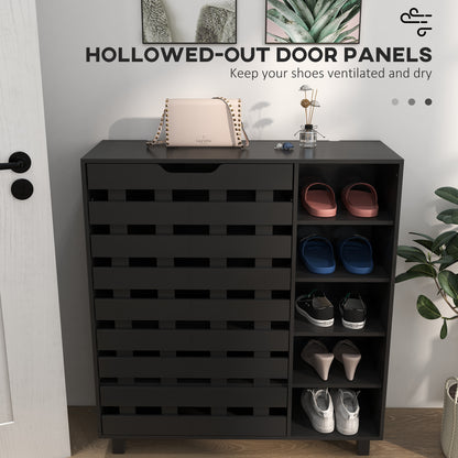 Shoe Storage Cabinet 21 Pair Organizer 5 Tier Double Door Cupboard 5 Tier Open Shelves