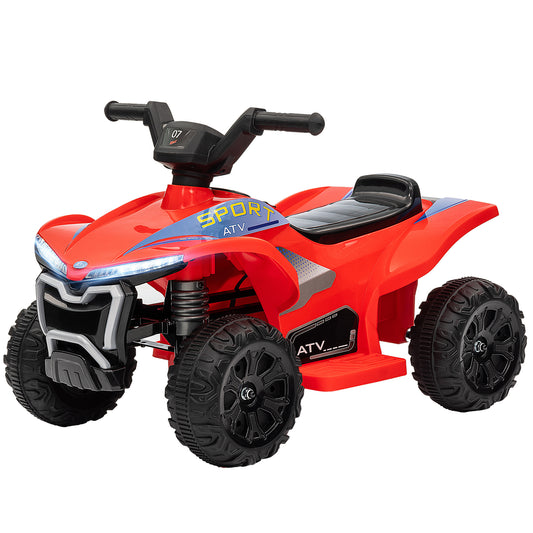 Kids ATV, 6V Battery Powered Electric Vehicle with Headlights, Forward/Reverse Switch for 18-36 Months, Red Kids Crystal