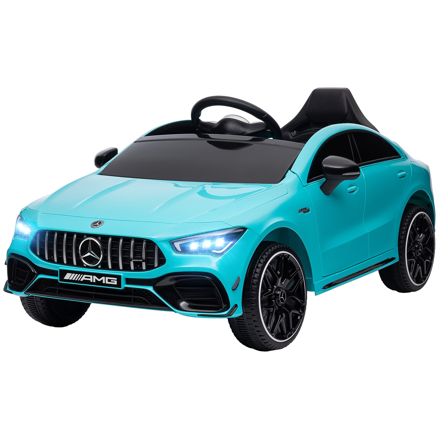 Mercedes-AMG Licensed 12V Ride on Car, Kids Electric Car with Remote Control, Spring Suspension, LED Lights, Light Blue Kids Crystal