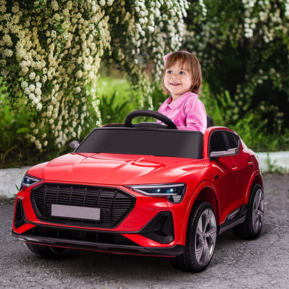 Kids Ride-On Audie Car: 12V Electric, Battery Powered, Remote Control, Safety Belt, Red