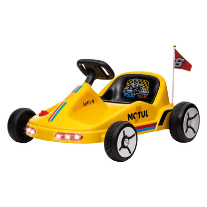 6V Electric Go Kart for Aged 3-5 Kids with Music, Light, Horn, Yellow