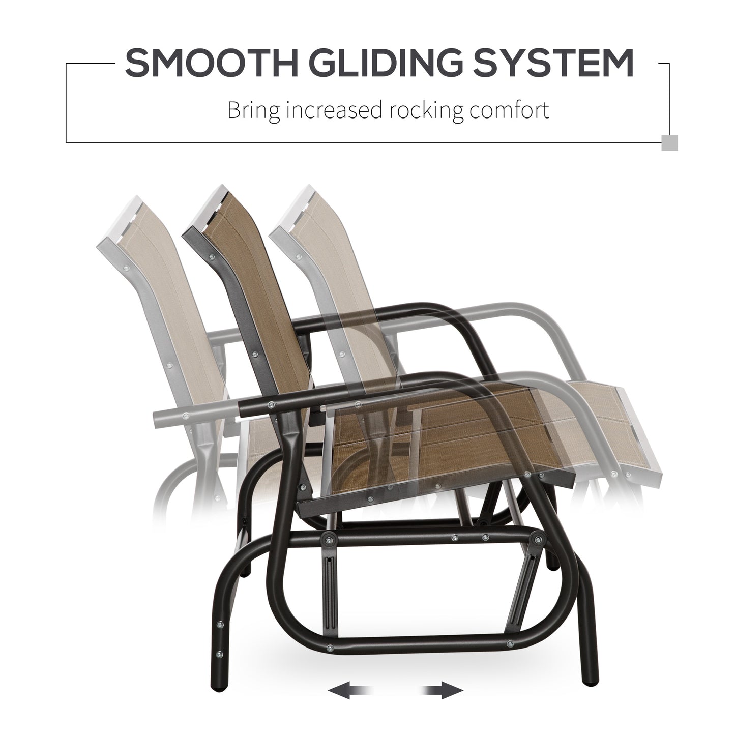 Patio Glider Bench Outdoor Double Swing Chair Steel Frame Garden Rocking Loveseat Heavy-Duty Brown Kids Crystal