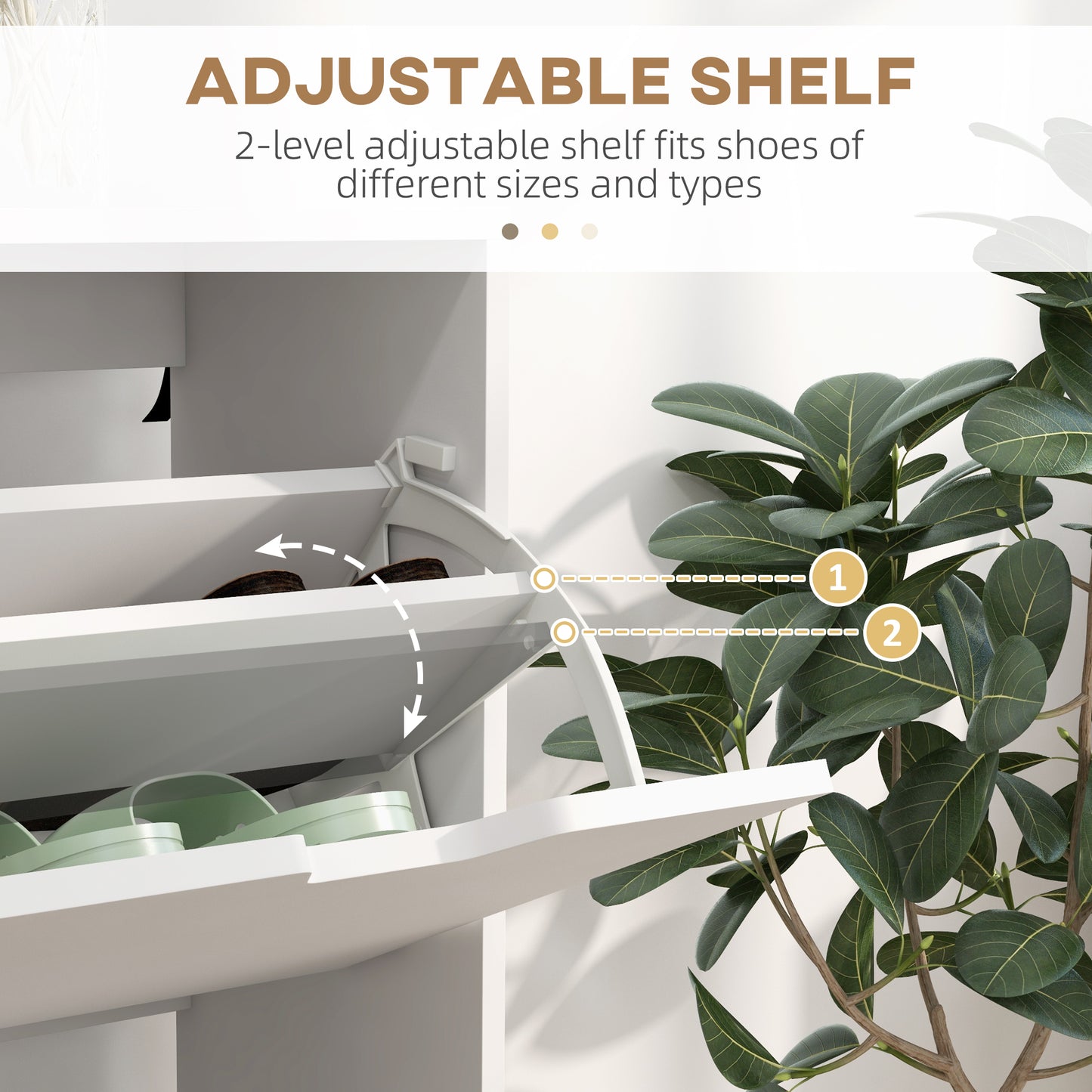Shoe Storage Cabinet 4 Flip Drawers Adjustable Shelf Shoe Organizer 16 Pairs White Space Saving Kids Crystal