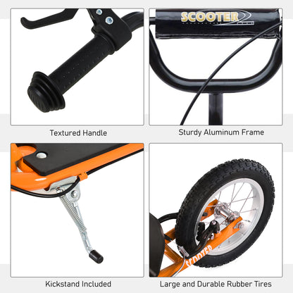 Kids Scooter with Adjustable Handlebar, Youth Kick Scooter with Dual Brakes, Inflatable Wheels, for Age 5+, Orange