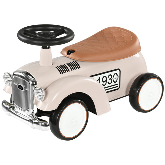 Kids Ride On Push Car Classic Car Toddlers Foot Slider Under Seat Storage 12-36 Months Cream White Toy Kids Crystal