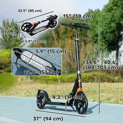 Foldable Kids Scooter with 4 Adjustable Height, Double Brake, Shock Absorption for Ages 6-12, Black