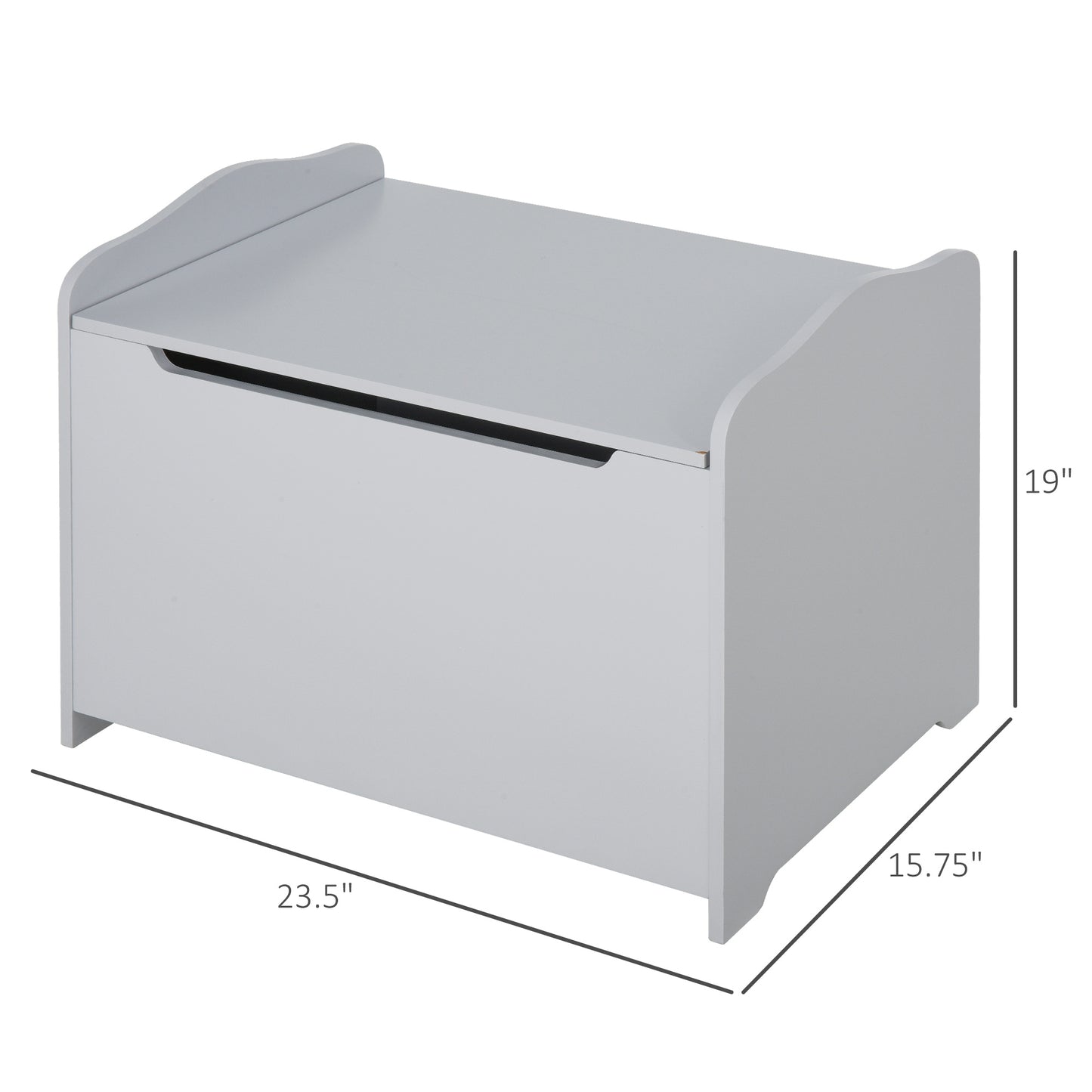 Large Wooden Toy Storage Box Organizer with Magnetic Hinge for Kids Playroom Chest with Groove Handle Grey Kids Crystal