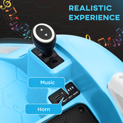 12V Bumper Car for Toddlers, Ride On Car with 360 Degree Remote Control, Lights Music Horn, for 1.5-5 Years, Light Blue
