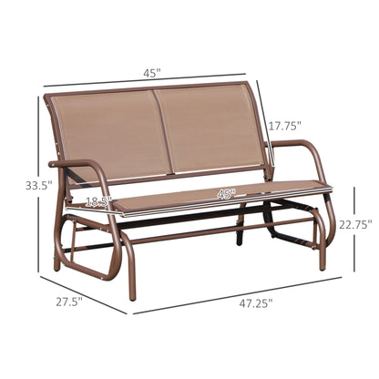 Patio Glider Bench Outdoor Double Swing Chair Steel Frame Garden Rocking Loveseat Coffee Brown