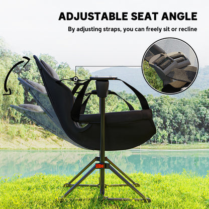 Hammock Camping Chair Set of 2, Adjustable Back Folding Swinging Hammock Chair with Cup Holder and Padded Seat