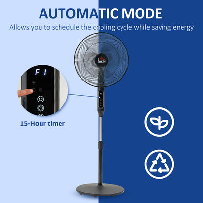 Standing Floor Fan Remote Control Stand Up Cooling Tall Pedestal Electric Bedroom Black