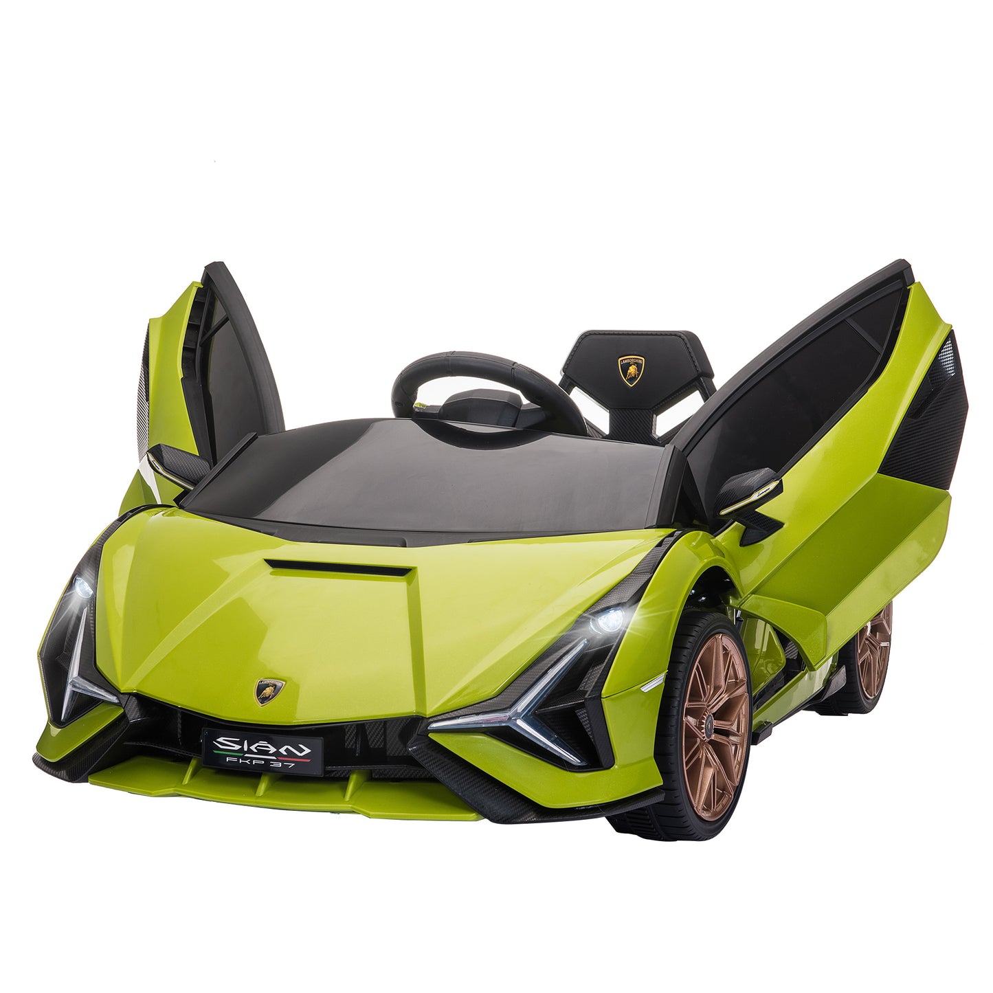 Compatible 12V Battery-powered Kids Electric Ride On Car Toy with Parental Remote Control Music Lights MP3 Green Kids Crystal