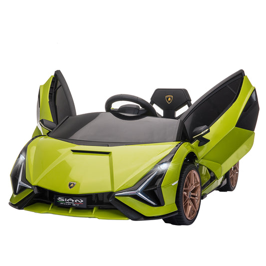 Compatible 12V Battery-powered Kids Electric Ride On Car Toy with Parental Remote Control Music Lights MP3 Green Kids Crystal