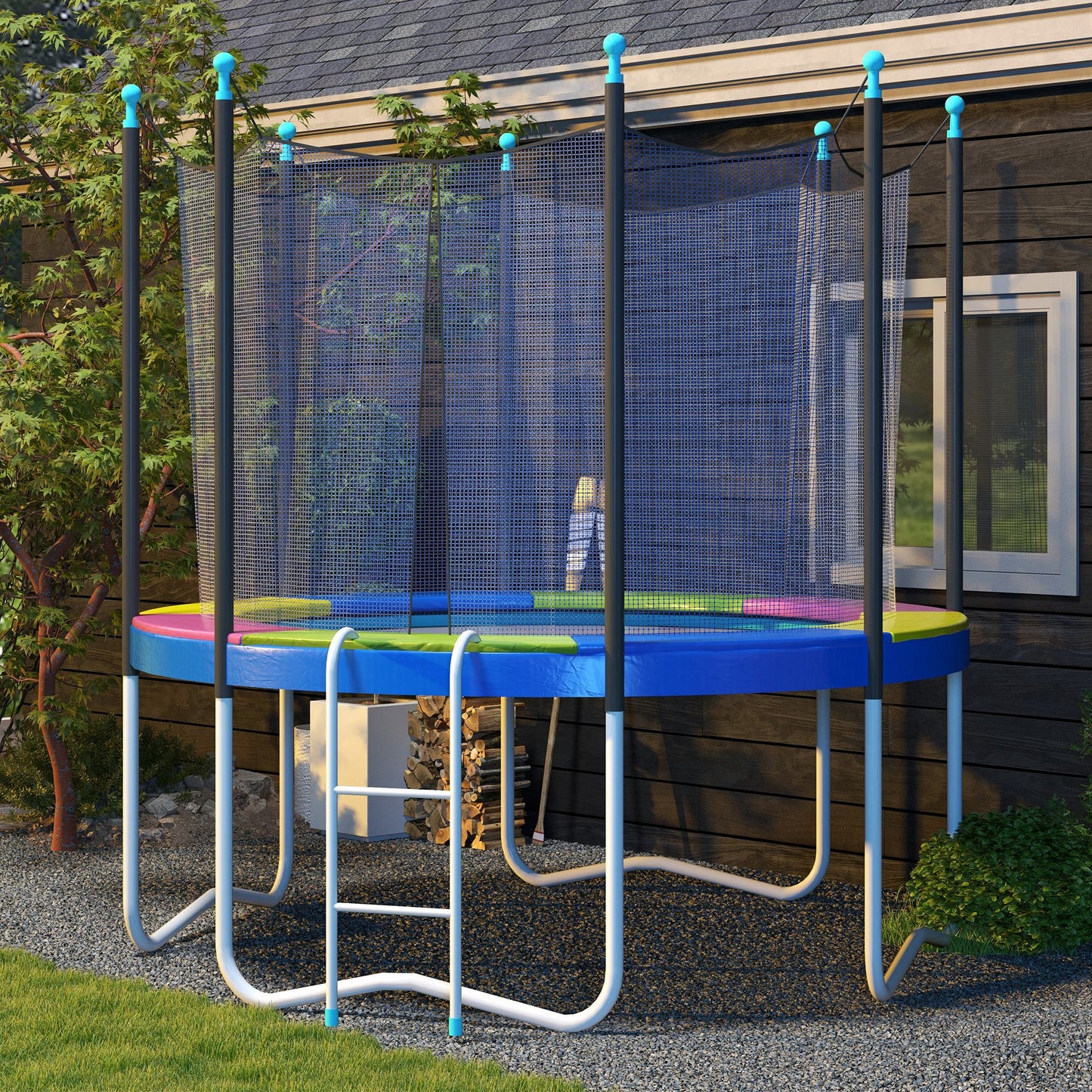8FT Trampoline Spring Cover, Trampoline Pad Replacement, Waterproof and Tear-Resistant Multi-Colored Kids Crystal