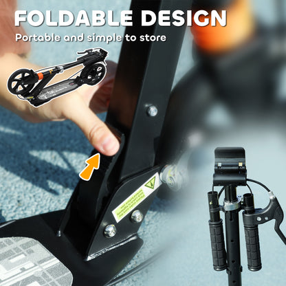 Foldable Kids Scooter with 4 Adjustable Height, Double Brake, Shock Absorption for Ages 6-12, Black